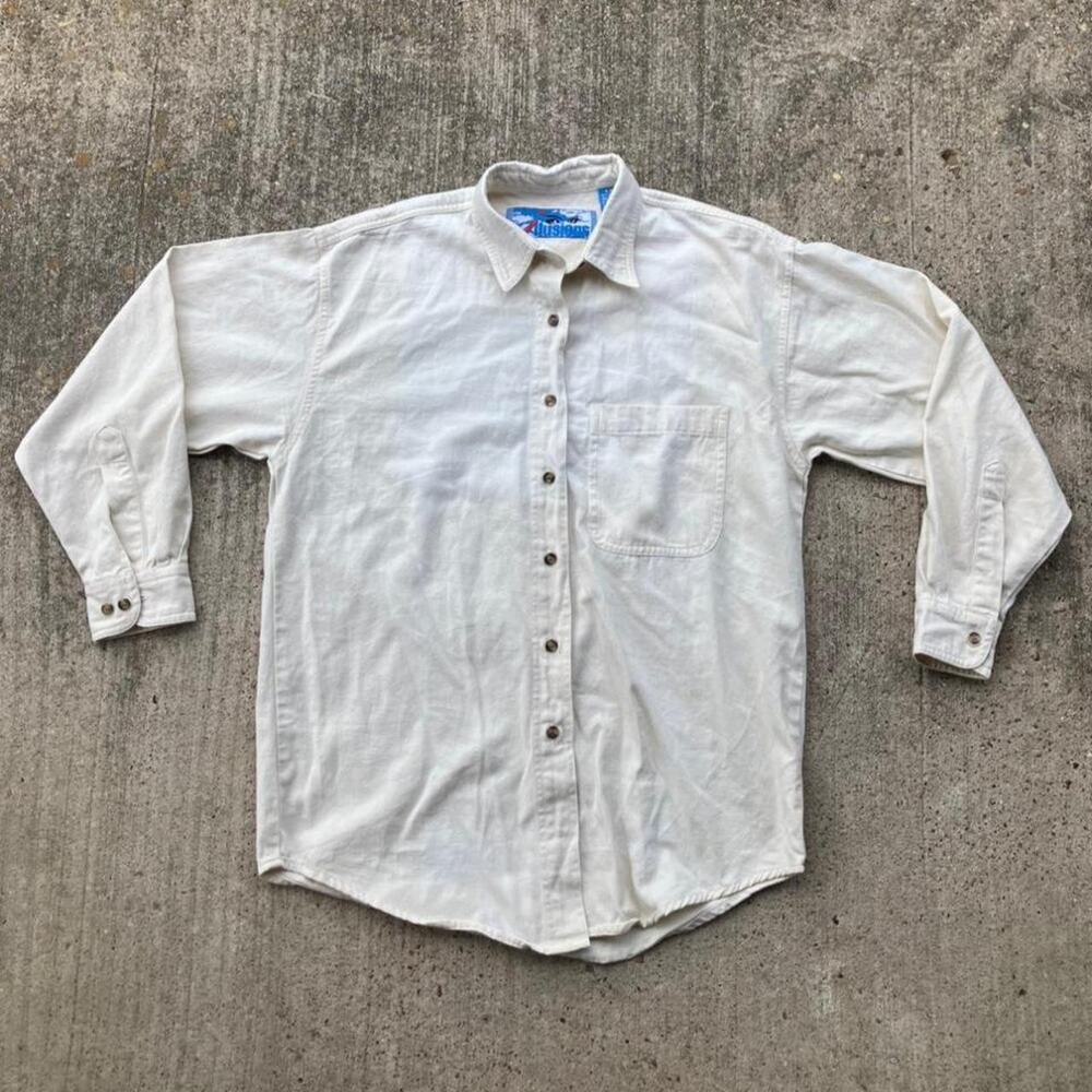 90s y2k cream off white button up shirt